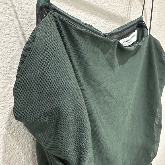 Amanda Uprichard NWOT Anja Ruched Tube Drape Mini Dress in Moss Large Revolve - Picture 7 of 9